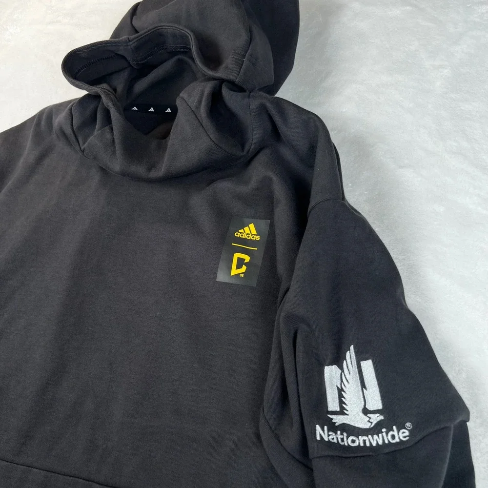 Adidas Mens Hoodie Black High Neck C 96 Graphic Pullover Sweatshirt XL